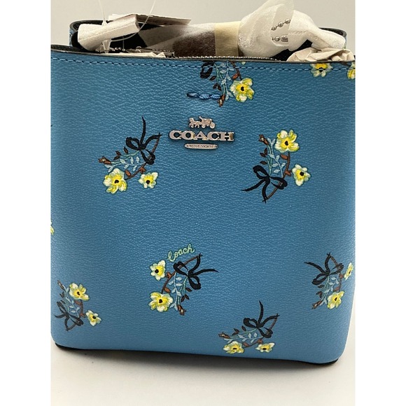 Coach Mini Town Bucket Bag Blue Multi Floral Bow Print Crossgrain Leather C7974 - Picture 5 of 15